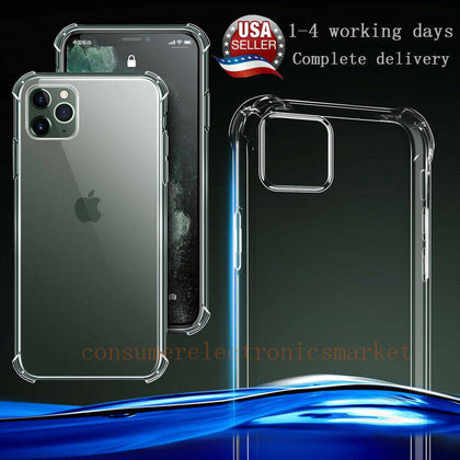 For iPhone 11 Pro Max XS XR X 8 7 6 Plus Shockproof Clear Case+Screen Protector - Place Wireless