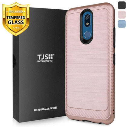 For LG K40, LG LMX420LG Harmony 3, LG Solo LTE (2019), LG Solo LTE L432DL, LG Xpression Plus 2
 Phone Case TJS Thunder Brushed Cover+Tempered Glass - Place Wireless