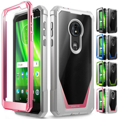 For Motorola Moto G6 /G6 Play /G6 Forge /G6 Plus Poetic Guardian Clear Hybrid Bumper Case Cover 4Color - Place Wireless