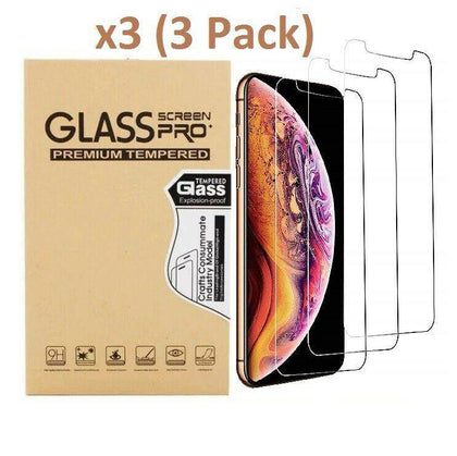 3-Pack For Iphone 11, 11 Pro, 11 Pro Max,X/XS, XS Max, XR, 8, 7, 6/6S, 5/5S/5C Tempered GLASS Screen Protector - Place Wireless