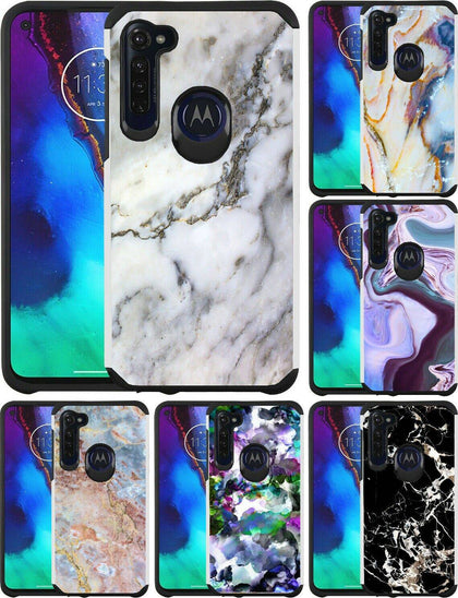 For Motorola Moto G Stylus Case Marble Design Slim Hybrid Dual Layer Phone Cover - Place Wireless