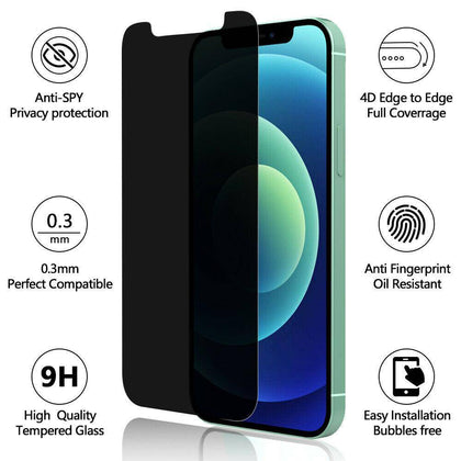 For iPhone 11 12 Pro Max Mini Full Cover Privacy Anti-Spy Glass Screen Protector - Place Wireless