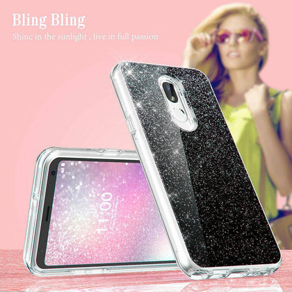 Glitter Case For LG Stylo 4/Plus/4 Rubber Hard Bling Grils Phone Cover - Place Wireless