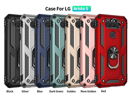 For LG Aristo 5/K31 Phone Case, Ring Kickstand Cover+Tempered Glass Protector - Place Wireless