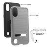 For Samsung Galaxy A01 Phone Case, Slim Kickstand Cover+Tempered Glass Protector