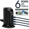 6 Port Charger USB Desktop Wall Fast Charging Station AC Power Adapter US Plug