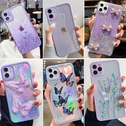 GLITTER Clear Cute Bling Phone Case iPhone 12/11 Pro Max, XR/XS Max,8 Plus Cover - Place Wireless