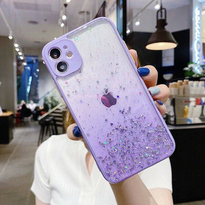 GLITTER Clear Cute Bling Phone Case iPhone 12/11 Pro Max, XR/XS Max,8 Plus Cover - Place Wireless