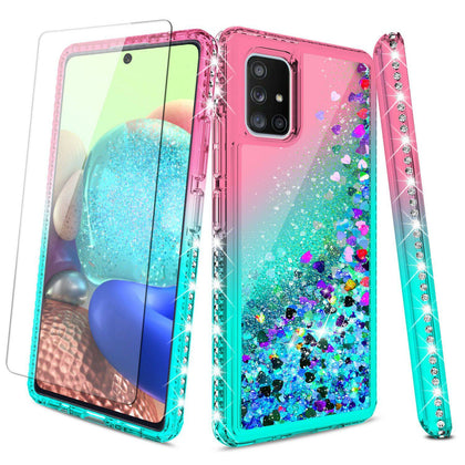 For Samsung Galaxy A71 5G,A51 5G Case Liquid Glitter Cute Cover+Screen Protector - Place Wireless
