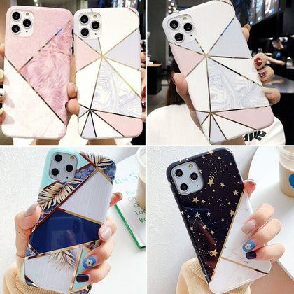 For  iPhone 11 Pro Max 8 Plus XS MAX XR Geometric Marble Cute Girl Phone Case Cover - Place Wireless