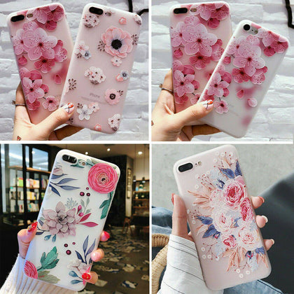 Iphone 11 Pro Max 8 Plus 7 XS Max XR Floral Flower Cute Girls Phone Case Cover - Place Wireless