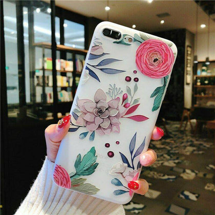 Iphone 11 Pro Max 8 Plus 7 XS Max XR Floral Flower Cute Girls Phone Case Cover - Place Wireless