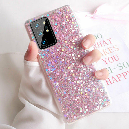 F Samsung Galaxy S21 + Note 20 Ultra S20 FE Shockproof Bling Glitter Case Cover
