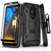 for LG STYLO 5 / 5 plus Tank Cover Phone Case & Holster +Tempered Glass