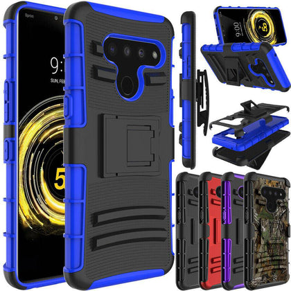 For LG V50 ThinQ Shockproof TPU Hard Hybrid Clip Holster Stand Phone Case Cover - Place Wireless