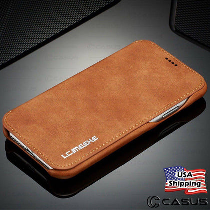 For Galaxy Note 10/9/8 S10/S9 Plus Leather Wallet Stand Thin Slim Case Cover - Place Wireless