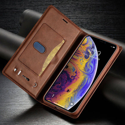 For iPhone 11 PRO XS MAX XR 8/7/6 Plus Leather Wallet Magnetic Cover Card Case - Place Wireless