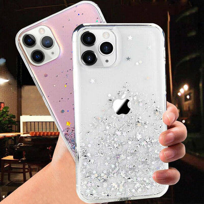 For iPhone 12 11 Pro XS MAX XR 8/7/6 Slim Cute Case Glitter Sparkle Clear Cover - Place Wireless