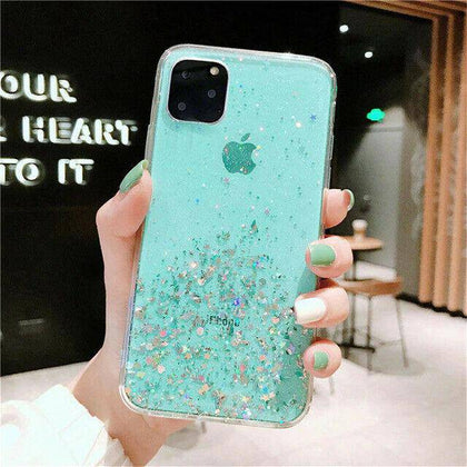 For iPhone 12 11 Pro XS MAX XR 8/7/6 Slim Cute Case Glitter Sparkle Clear Cover - Place Wireless