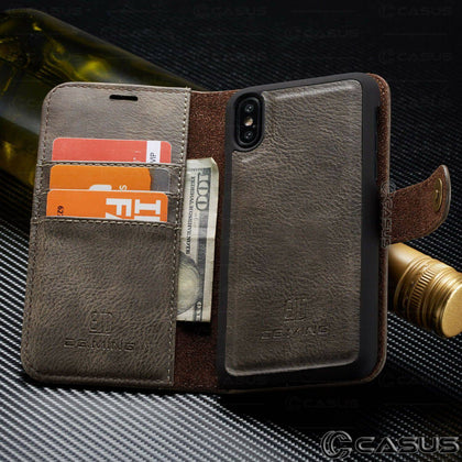 For iPhone X 8/7/6s Plus Leather Removable Wallet Magnetic Flip Card Case Cover - Place Wireless