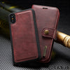 For iPhone X 8/7/6s Plus Leather Removable Wallet Magnetic Flip Card Case Cover