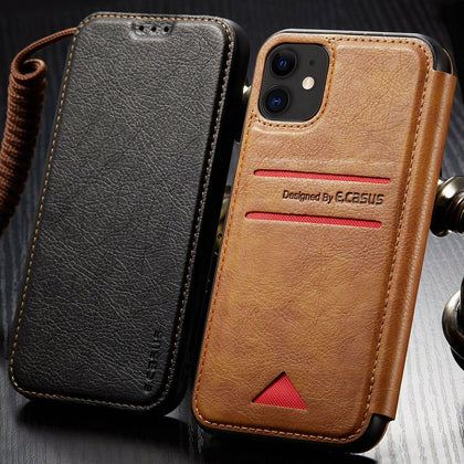 Leather Back Wallet Magnetic Flip Cover Slim Case For iPhone 12/11 Pro XS MAX XR - Place Wireless