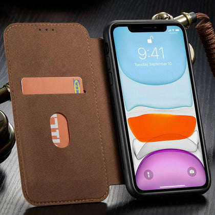 Leather Back Wallet Magnetic Flip Cover Slim Case For iPhone 12/11 Pro XS MAX XR - Place Wireless