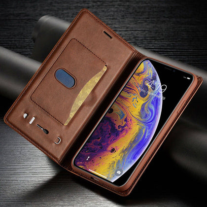 Leather Wallet Magnetic Cover Card Case For iPhone 12 11 PRO XS MAX XR 8/7 Plus - Place Wireless