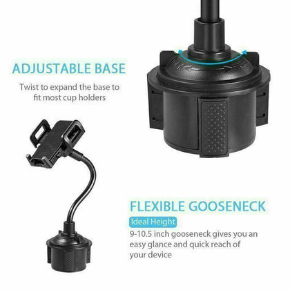 Universal Adjustable Gooseneck Cup Cradle Car Mount Holder For Cell Phone GPS - Place Wireless