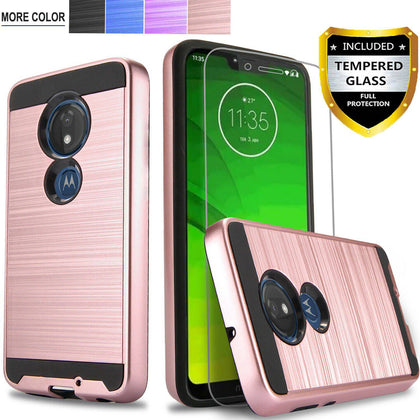 For Motorola Moto G7 Play,G7 Optimo Phone Case Cover +Tempered Glass Protector - Place Wireless