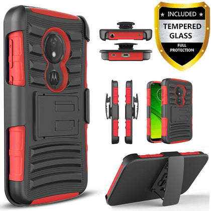 For Motorola Moto G7 Power/ Supra/ Optimo Maxx Case+Tempered Glass Protector - Place Wireless
