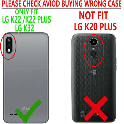 For LG K22 / K22 Plus Case, Shockproof Armor Cover + Tempered Glass Protector