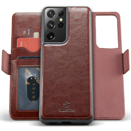 For Samsung Galaxy S21 Ultra Plus Removable Leather Wallet Magnetic Card Case - Place Wireless