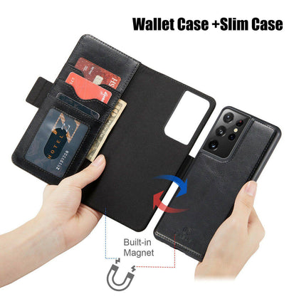 For Samsung Galaxy S21 Ultra Plus Removable Leather Wallet Magnetic Card Case - Place Wireless