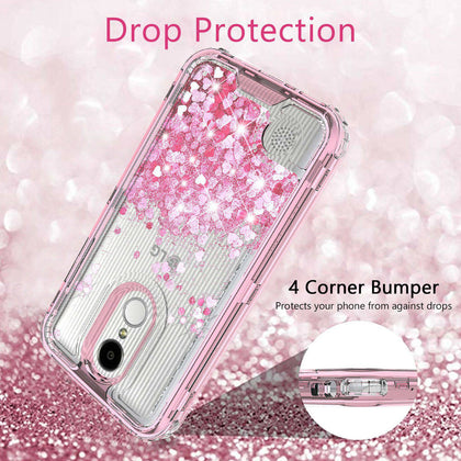 For LG Aristo 3, Aristo 2,Risio 3, Phoenix 4,Tribute Dynasty, Tribute Empire, Zone 4, Rebel 3, Rebel 4, Fortune 2, LG V3 2018 Liquid Glitter Bling Shock Phone Case - Place Wireless