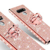 For LG Stylo 6 Cute Girls Glitter Phone Case with Ring Kickstand