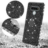 For LG Stylo 6 Cute Girls Glitter Phone Case with Ring Kickstand