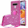 For LG Stylo 6 Cute Girls Glitter Phone Case with Ring Kickstand