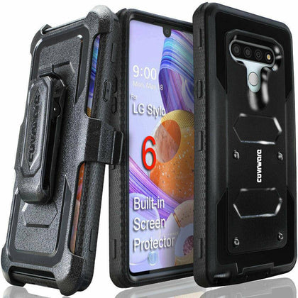 LG Stylo 6 Armor Holster Case Belt Clip Phone Cover Screen Protector COVRWARE - Place Wireless