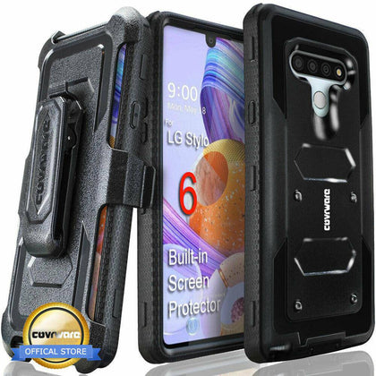 LG Stylo 6 Armor Holster Case Belt Clip Phone Cover Screen Protector COVRWARE - Place Wireless