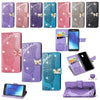 For LG  K40 Butterfly Bling Cards Slots Flip Leather Wallet Case Cover