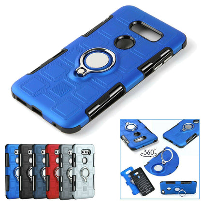 FOR LG V30/V30+ Plus /V30S/V35 Car Holder Stand Magnetic Ring Soft Rubber Case Cover - Place Wireless