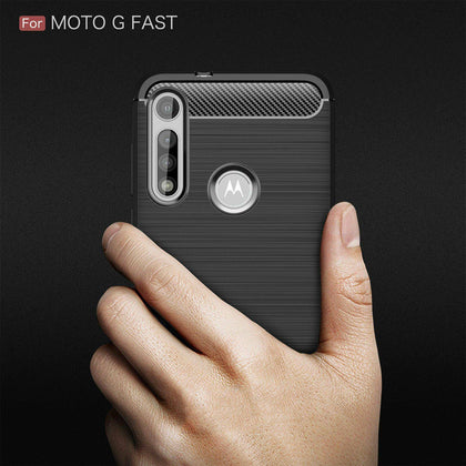 For Motorola Moto G Fast Shockproof Armo r Carbon Fiber Hybrid Brush Case Cover - Place Wireless