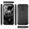 For LG K40/Xpression Plus 2/Solo LTE Case Carbon Fiber TPU Armor +Tempered Glass