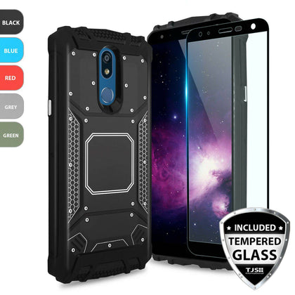 ForLG K40, LG LMX420LG Harmony 3, LG Solo LTE (2019), LG Solo LTE L432DL, LG Xpression Plus 2
Metal Plate Magnetic Support Hard Case+Black Tempered Glass - Place Wireless