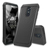 For LG K40/Xpression Plus 2/Solo LTE Case Carbon Fiber TPU Armor +Tempered Glass