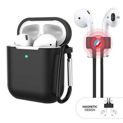 3-in-1 AirPods Silicone Case Cover Magnetic Strap Keychain for Apple AirPod 1/2 - Place Wireless