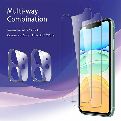 4Pack For iPhone 12 11 Pro Max Tempered Glass Screen Camera Lens Protector Cover - Place Wireless