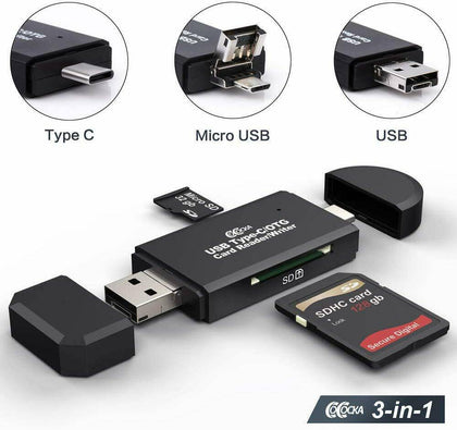 3 in 1 Type C Micro USB & USB OTG Adapter SD TF Card Reader for Samsung Phone - Place Wireless