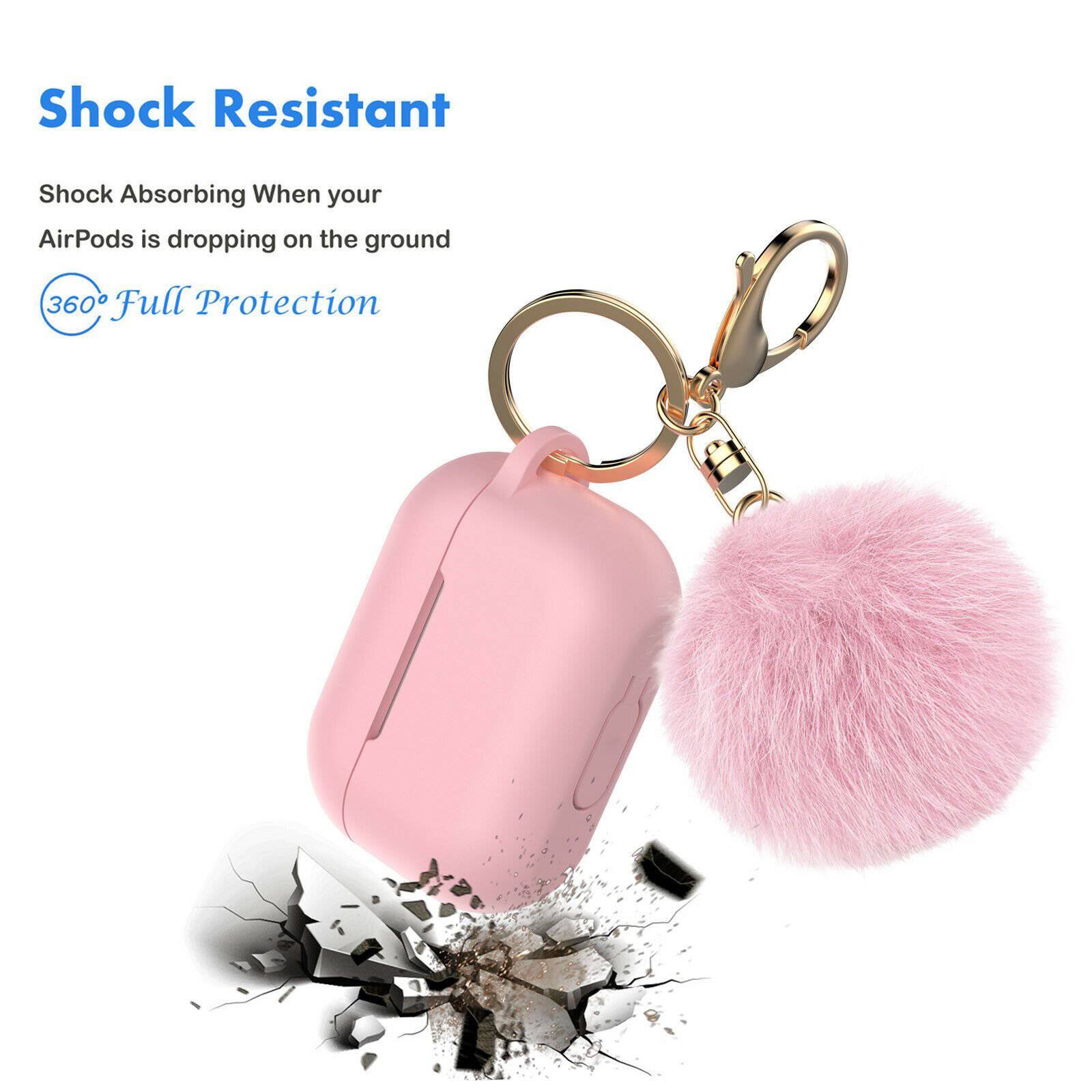 Airpods Case Silicone Cover Fur Ball Keychain For Apple Airpod 1/2 Charging  Case